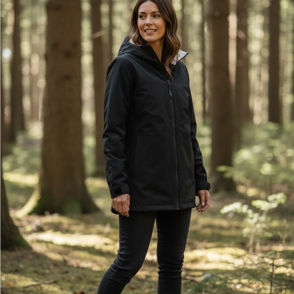 Black Raincoat/Windbreaker with Hood - Picture 2 of 13